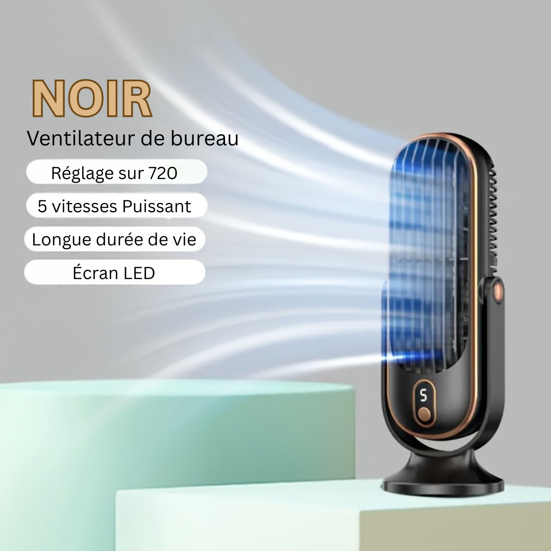 Bærbar ventilator med dobbeltmotor og 720° rotation