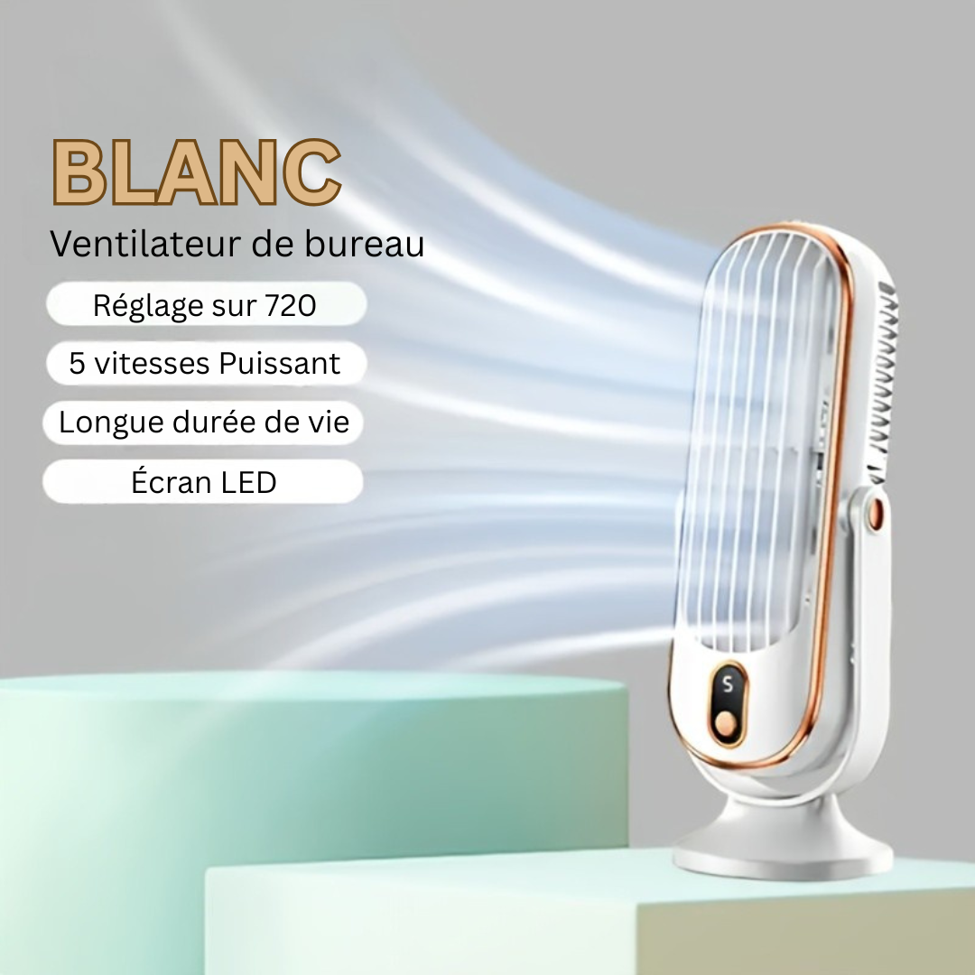 Bærbar ventilator med dobbeltmotor og 720° rotation