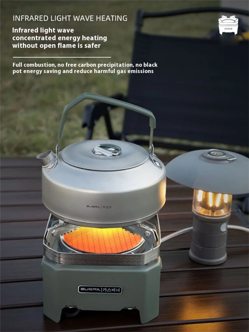 Bærbart flammefrit og vindtæt infrarødt gas-campingblus