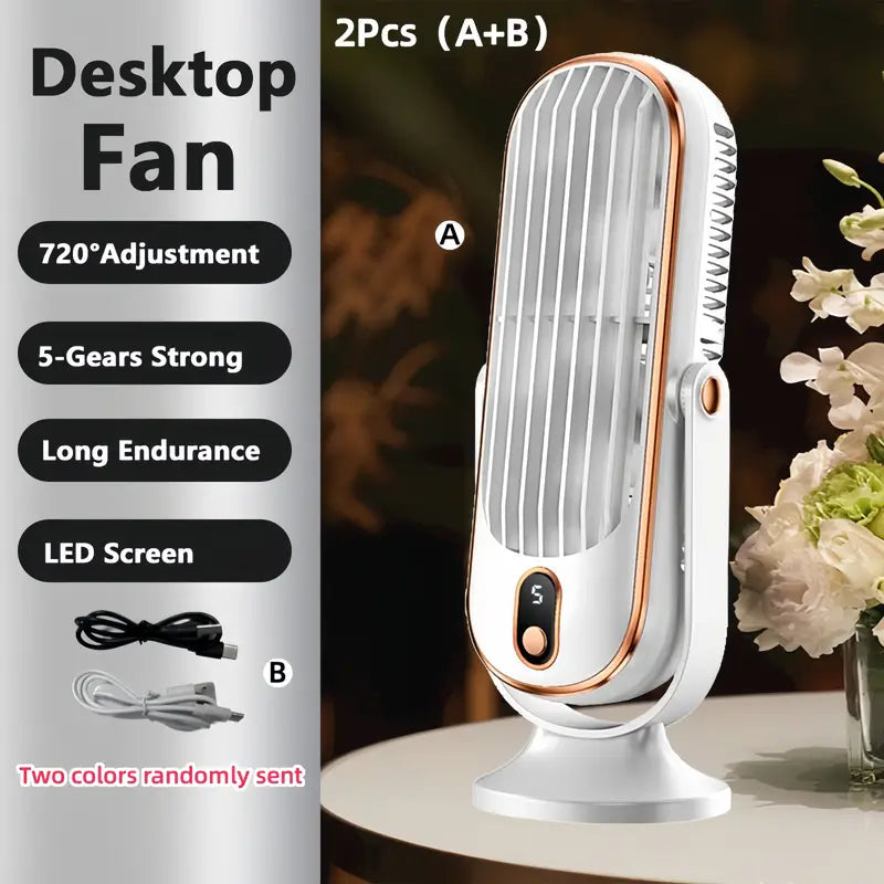 Bærbart mini-airconditionanlæg med USB-opladning – 5 hastigheder og 720° rotation