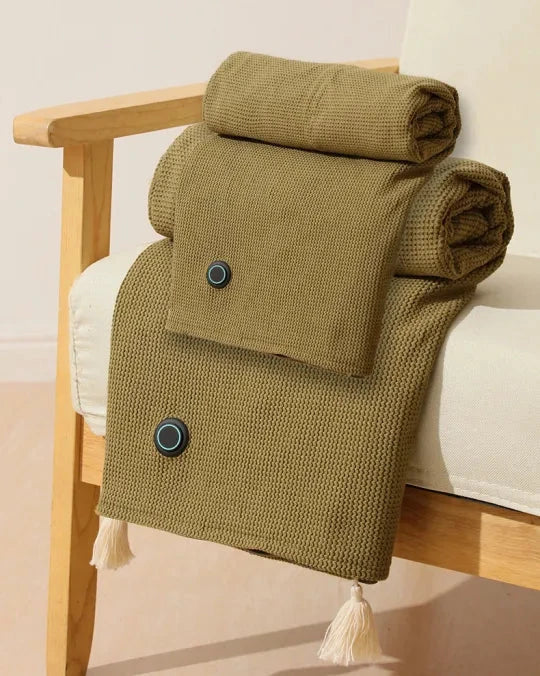 Bærbart varmetæppe – USB-drevet rejseplaid med hurtigopvarmende fleece