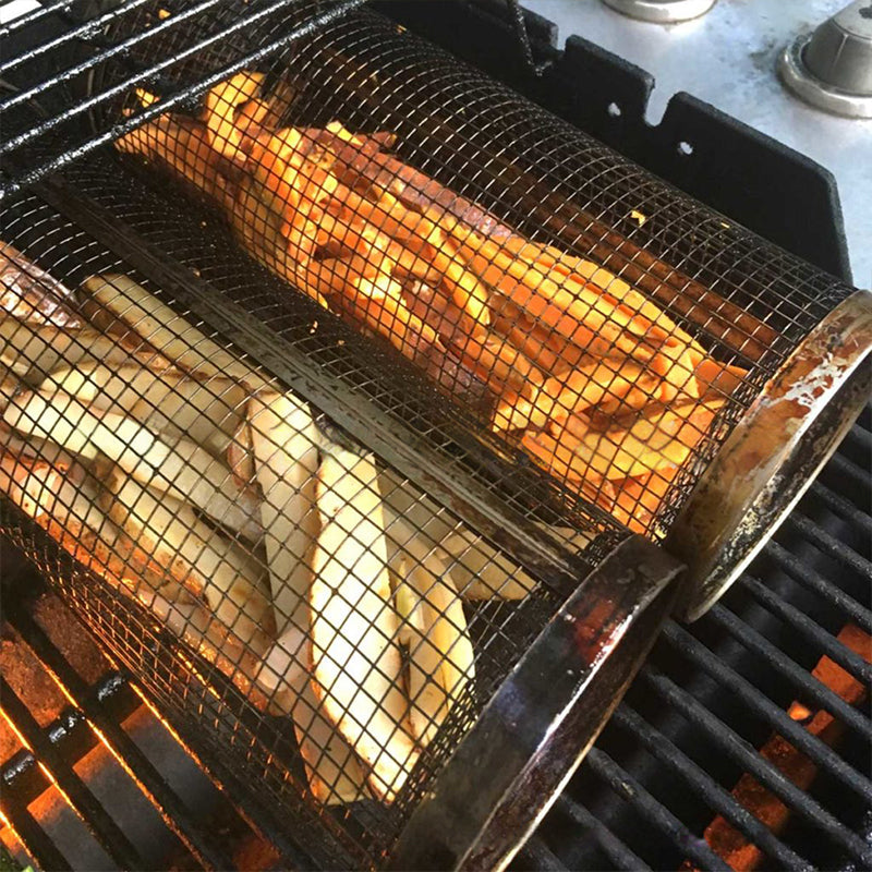 BBQ-grillkurv | 360° roterbar | Jævn varme | Design i rustfrit stål