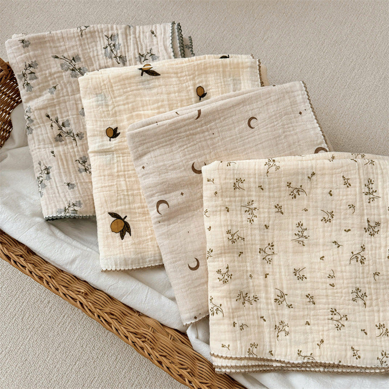 Behageligt bomuldstæppe til damer med blomstermønster