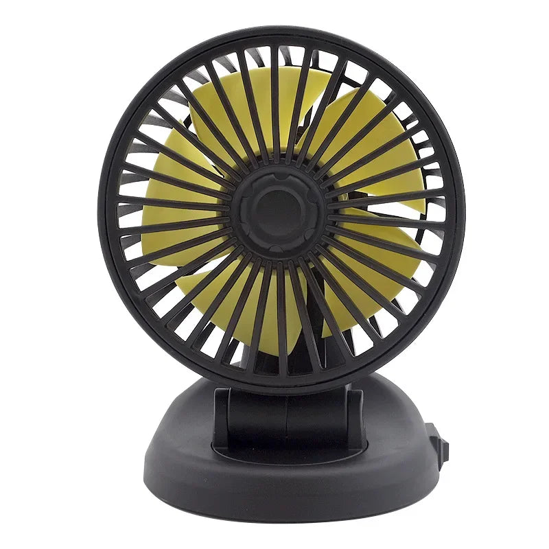 Bilventilator 12V/24V/5V | USB eller cigarettænder | Drejelig & kompakt | Til personbil, lastbil, SUV, autocamper & kontor