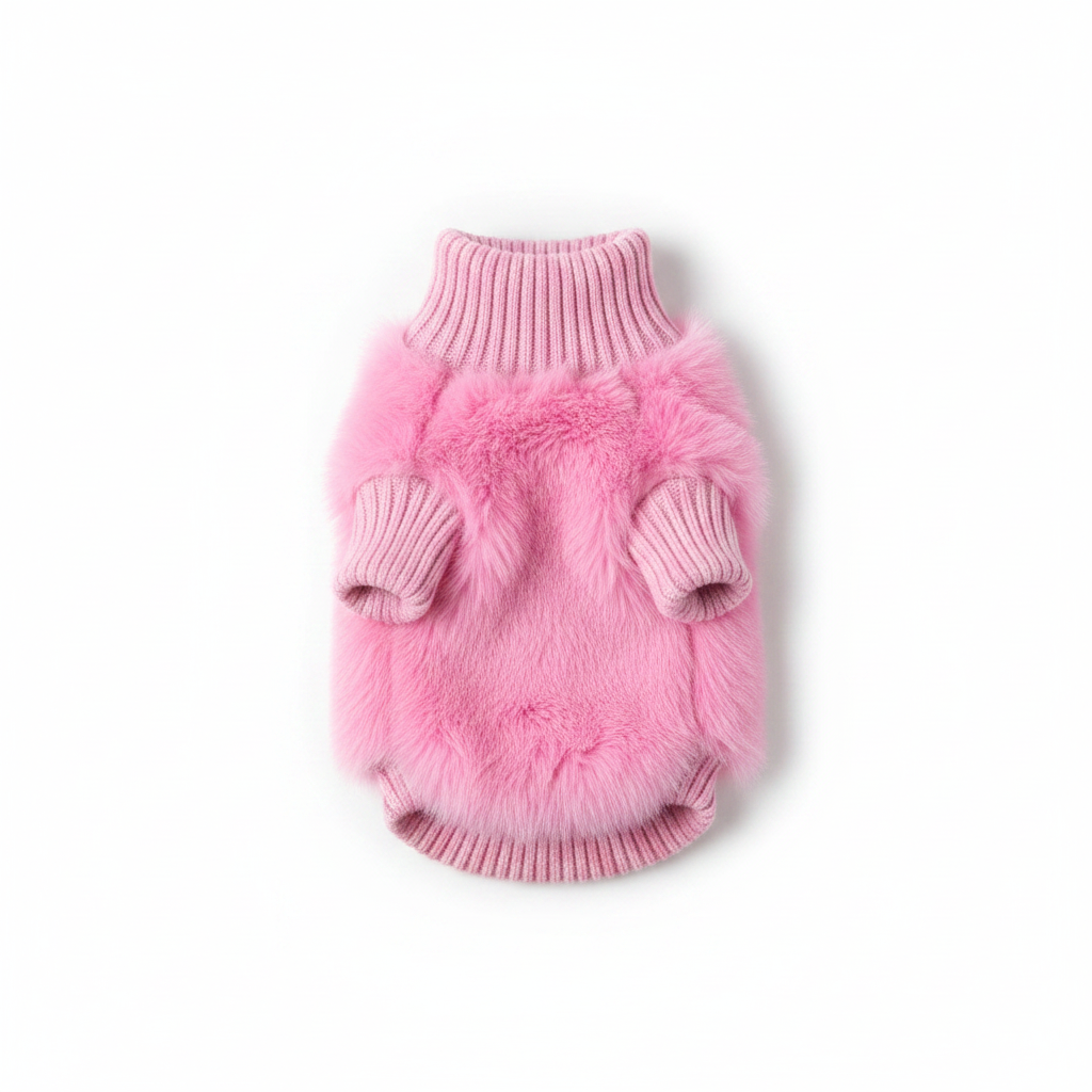 Blød og fluffy strikket hundesweater med rullekrave