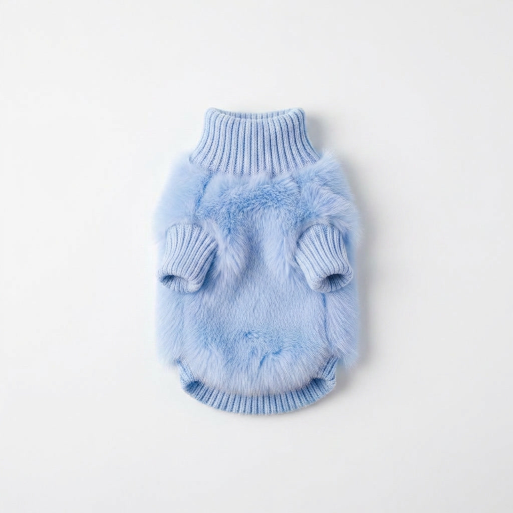 Blød og fluffy strikket hundesweater med rullekrave