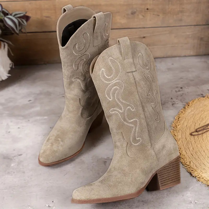 Bløde og elegante cowboy-ankelstøvler til damer - Komfort & stil
