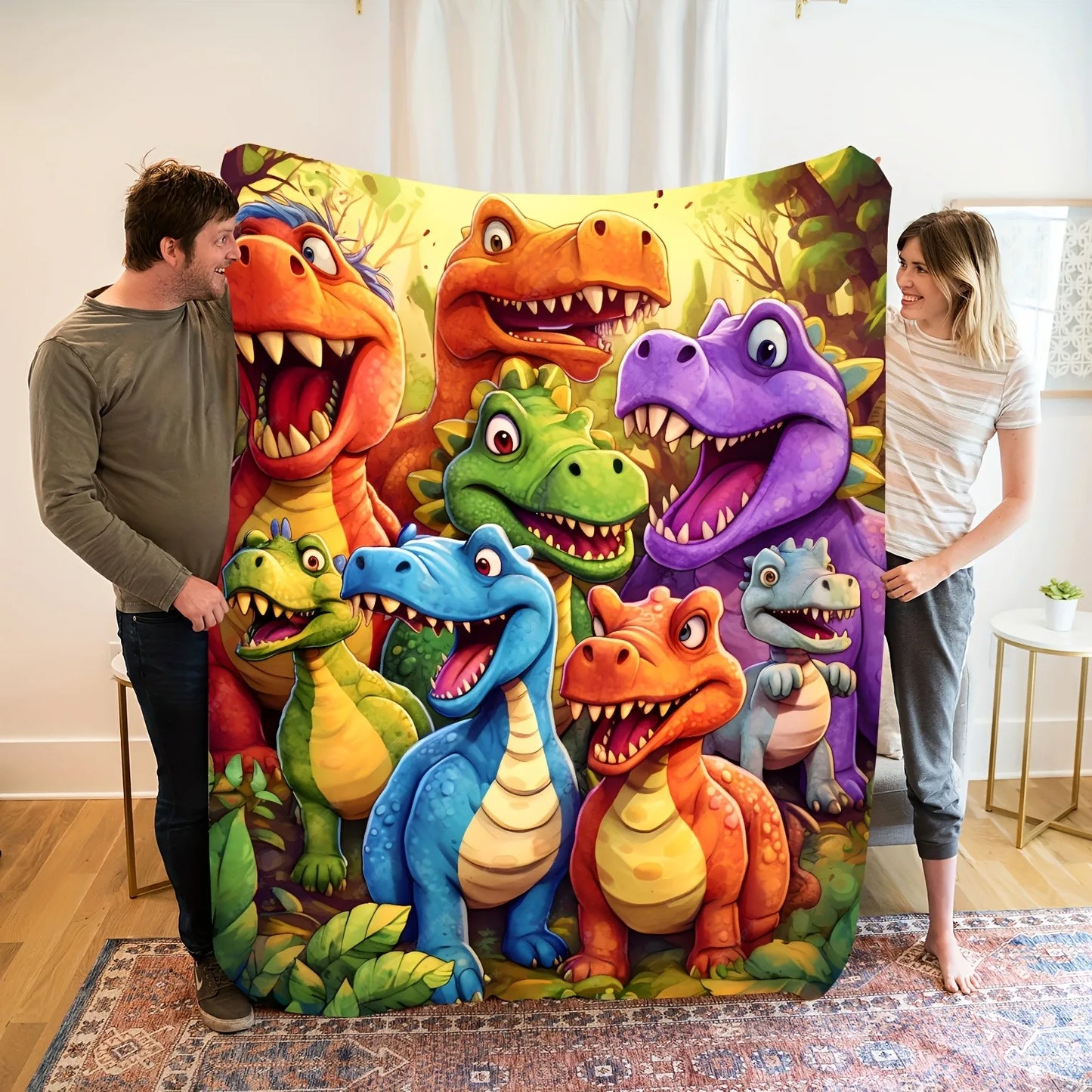 Blødt og hyggeligt dinosaurtæppe til børn