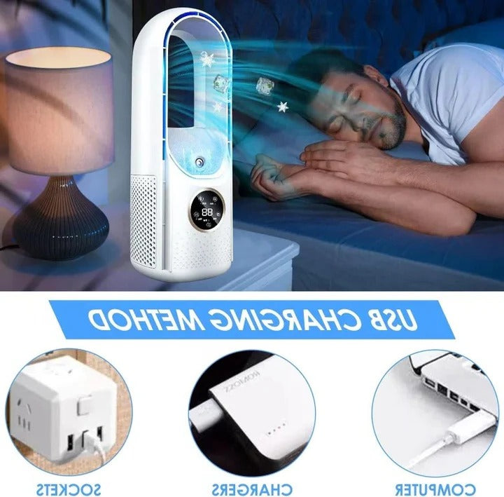 Bladløs, lydløs, bærbar aircondition