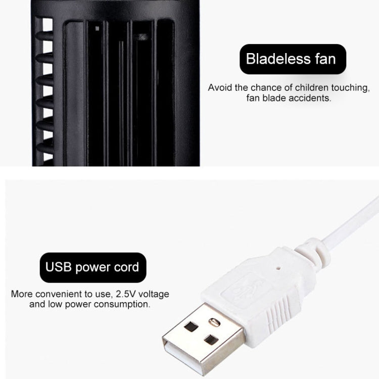 Bladløs USB-elektrisk tårnventilator og aircondition-ventilator (Sort)