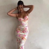 Blomstret bodycon-midikjole til kvinder