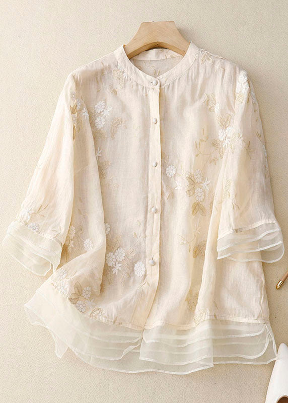 Blomstret gennemknappet damebluse