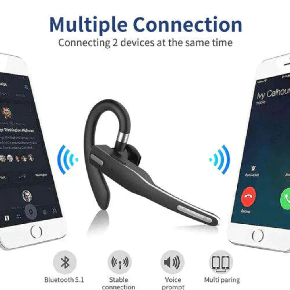 Bluetooth 5.1-headset med ørekrog, støjreducerende
