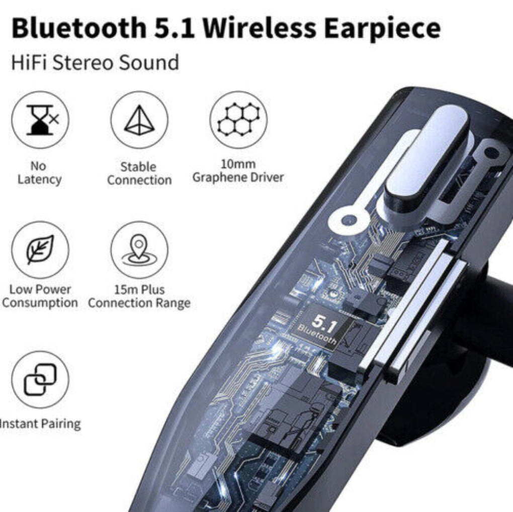 Bluetooth 5.1-headset med ørekrog, støjreducerende