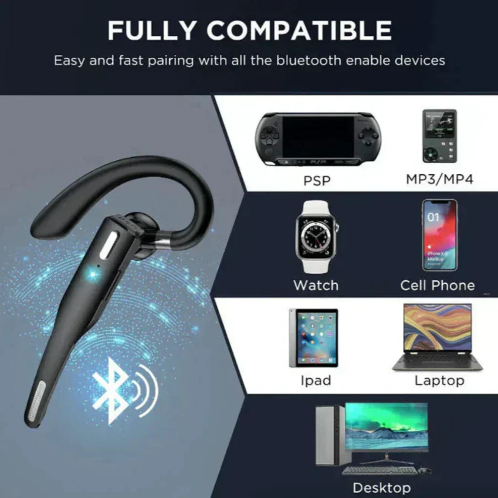 Bluetooth 5.1-headset med ørekrog, støjreducerende