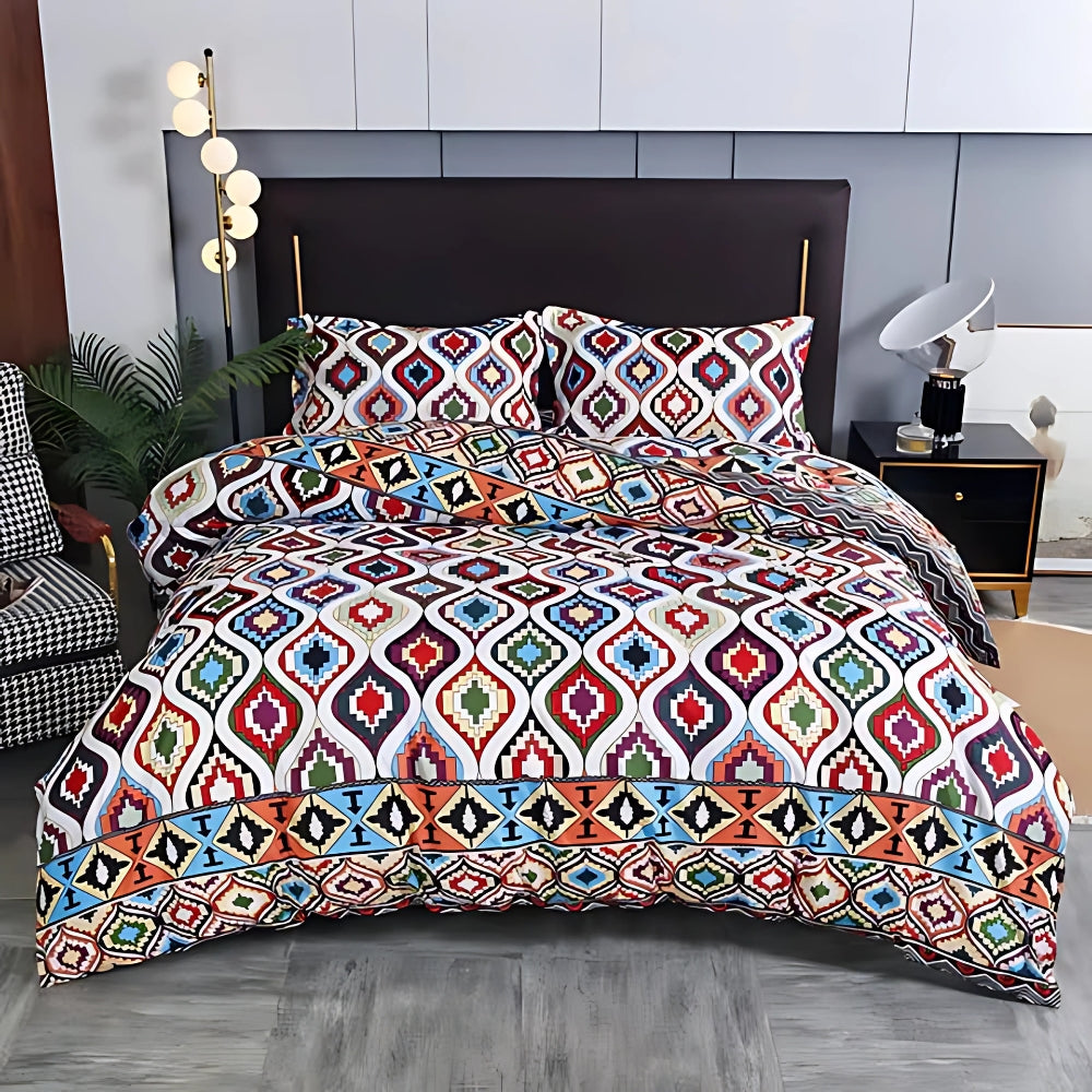 Boho dynebetræksæt med stammeprint