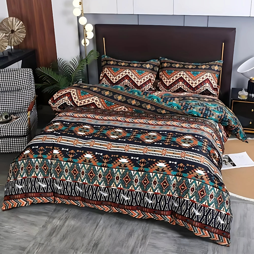 Boho dynebetræksæt med stammeprint