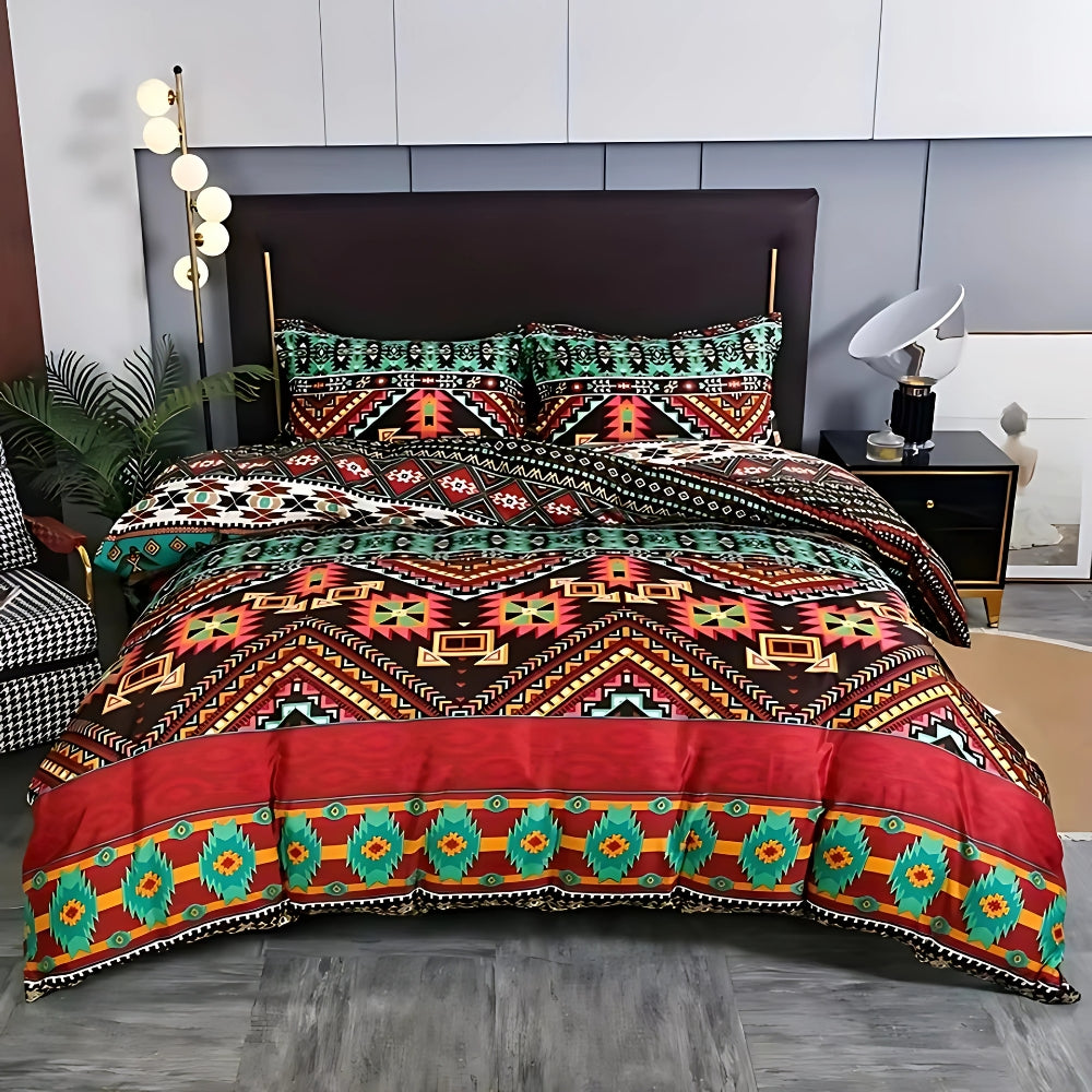 Boho dynebetræksæt med stammeprint