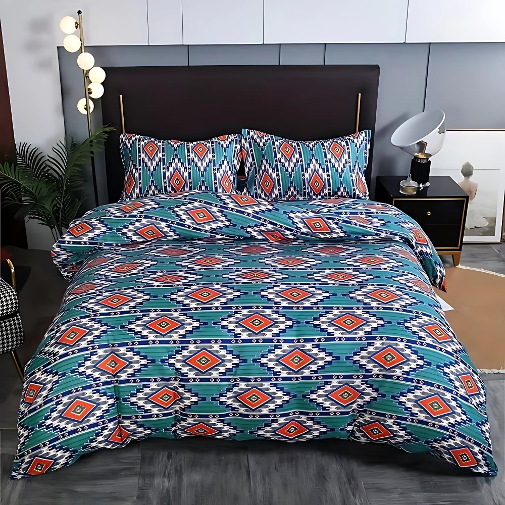 Boho dynebetræksæt med stammeprint