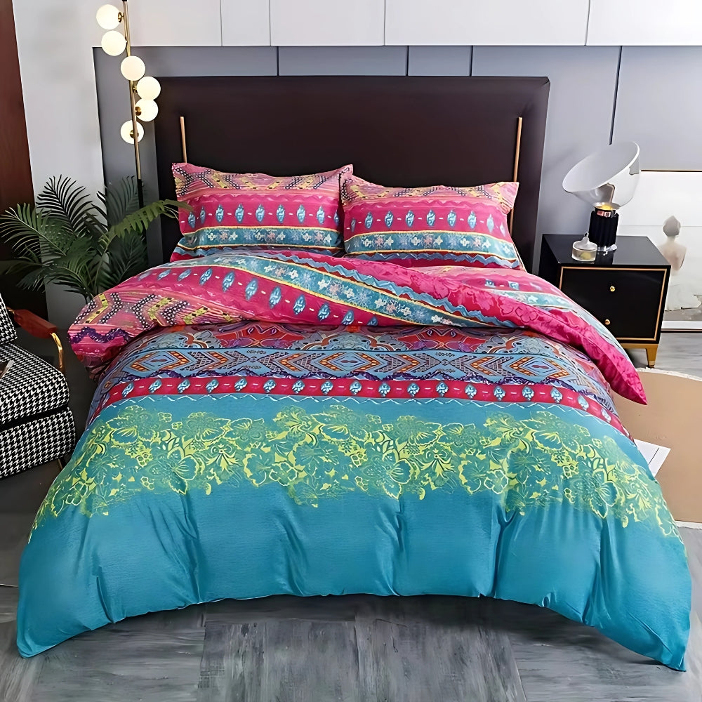 Boho dynebetræksæt med stammeprint