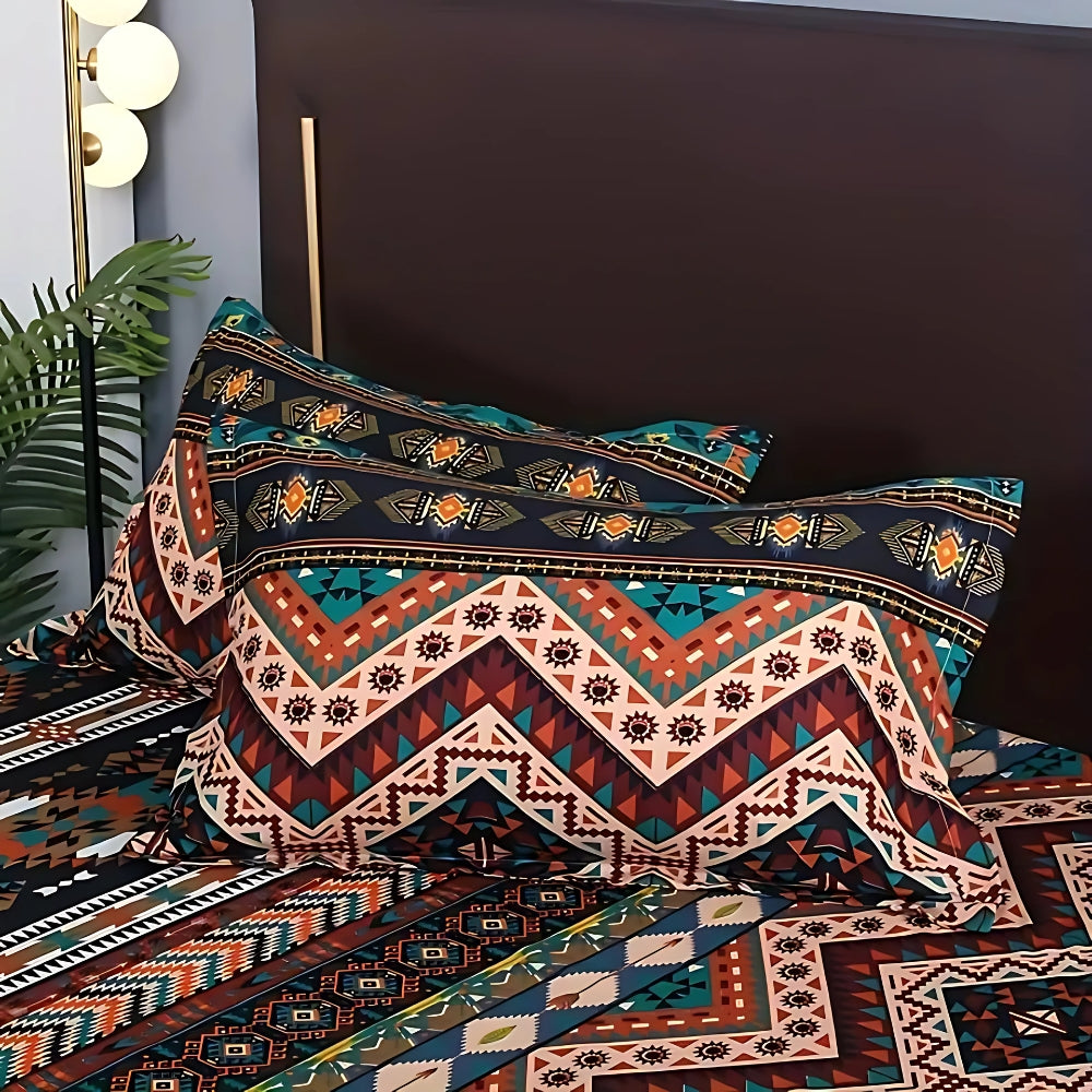 Boho dynebetræksæt med stammeprint