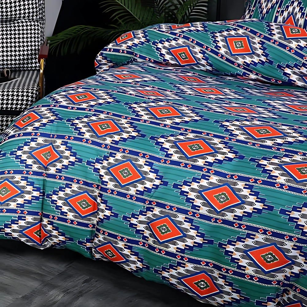 Boho dynebetræksæt med stammeprint