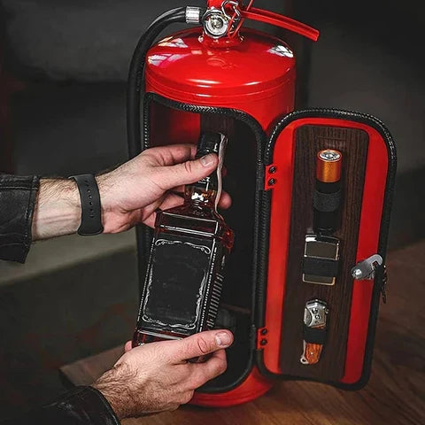 Brandslukker-minibar | Håndlavet med træinteriør | Industrielt design