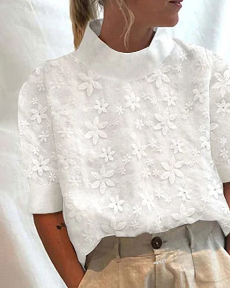 Broderet blousontop til kvinder