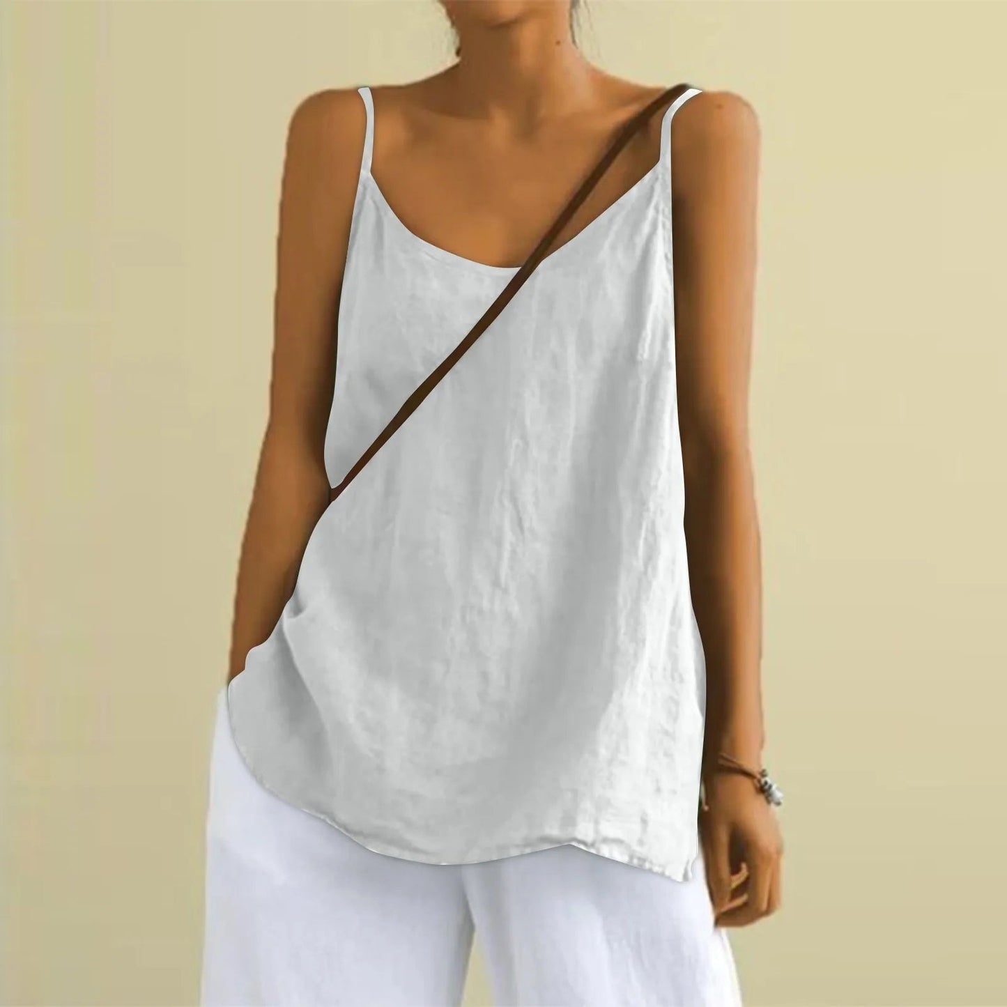 Camisoletop med V-hals til damer