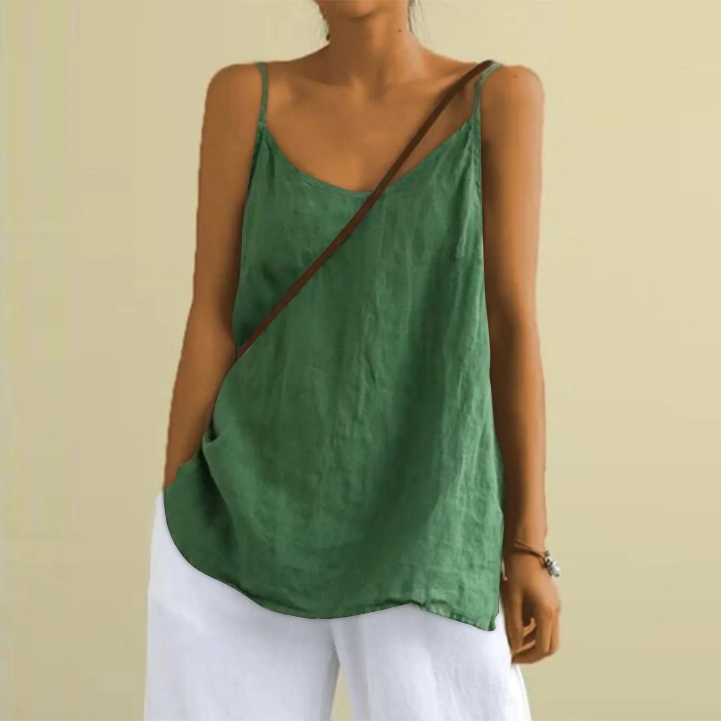 Camisoletop med V-hals til damer