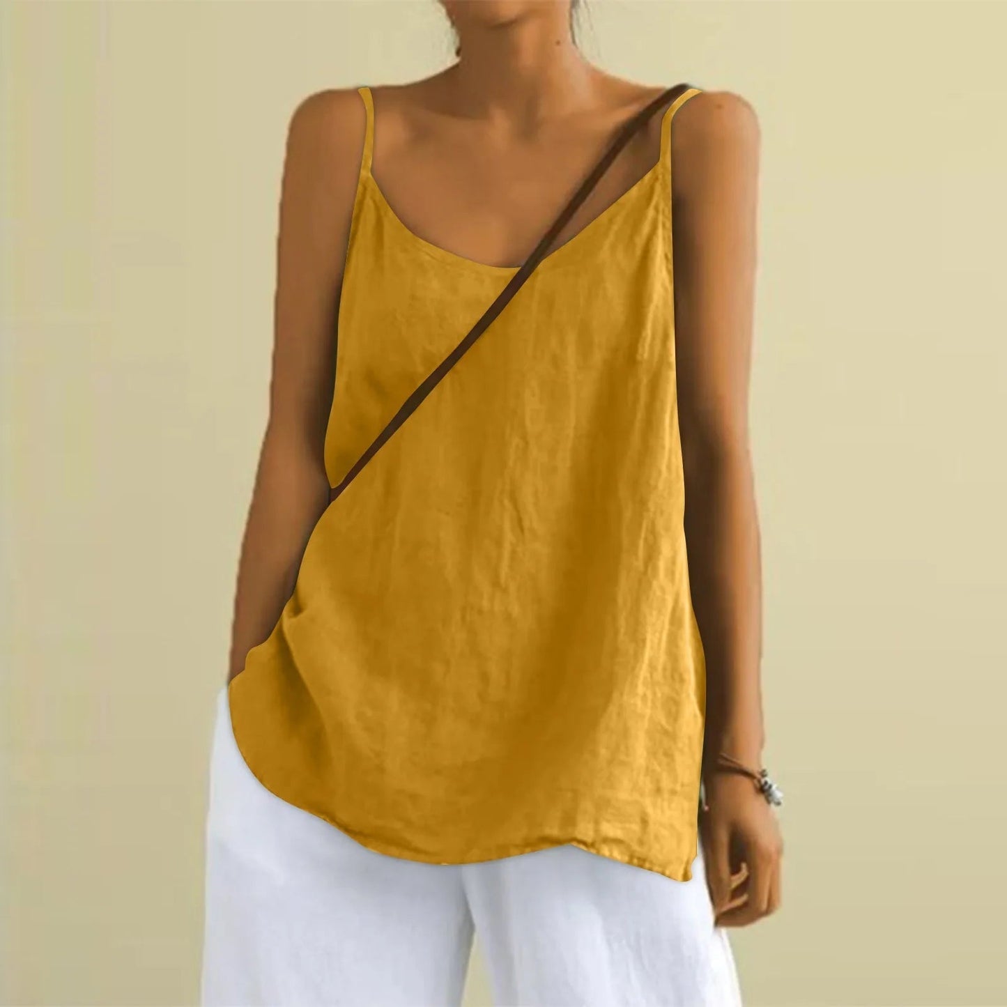 Camisoletop med V-hals til damer