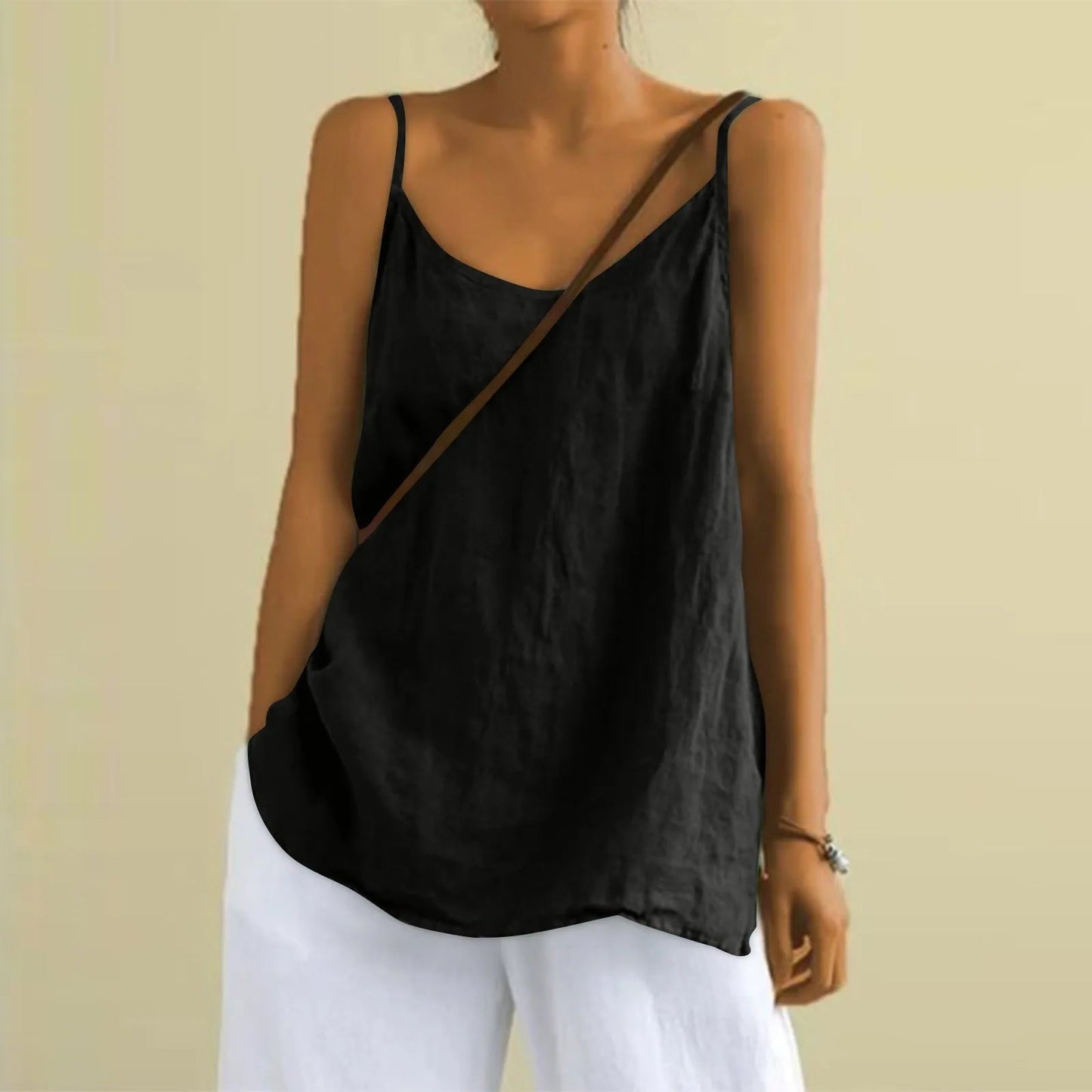 Camisoletop med V-hals til damer