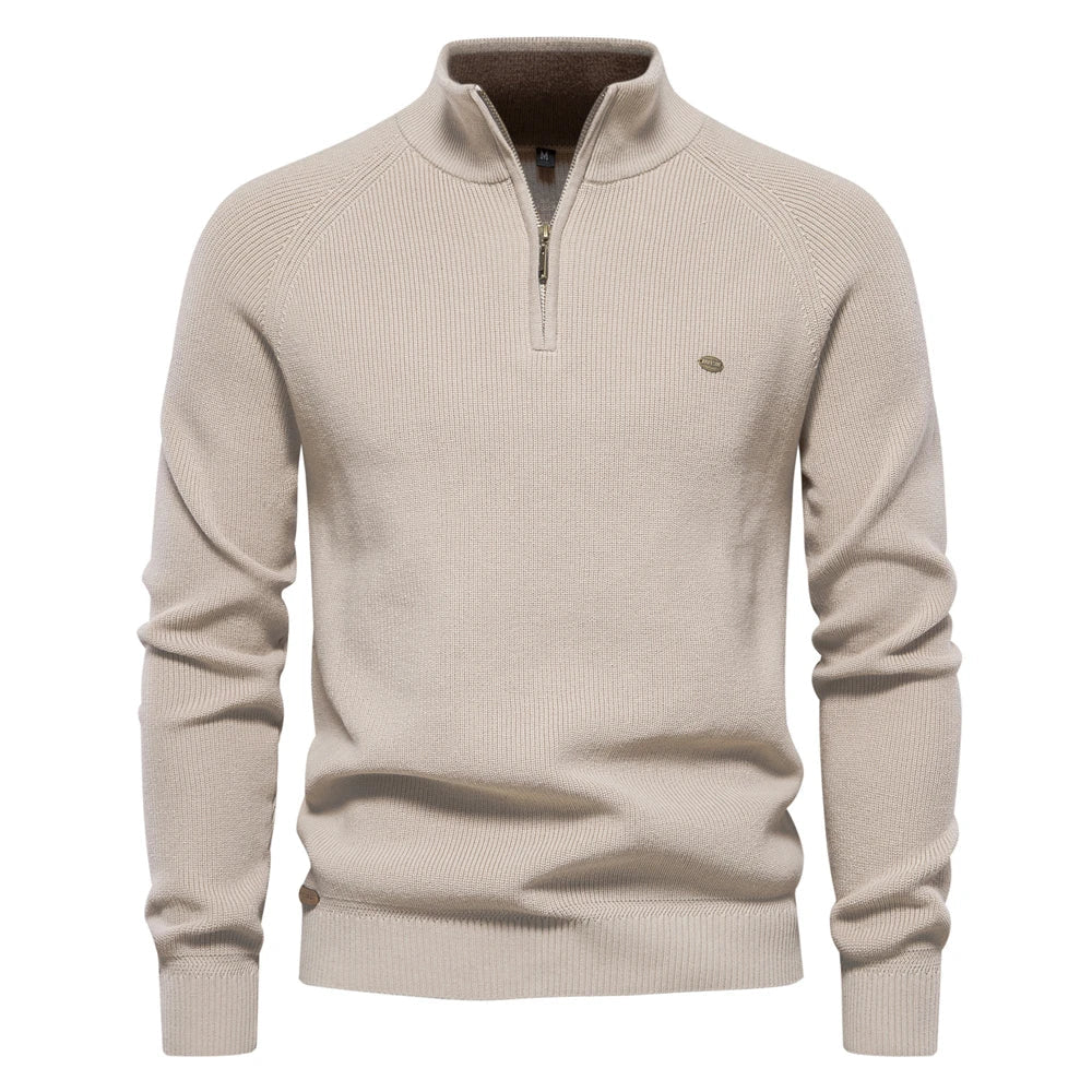 Casual herrecardigan med høj hals og lynlås