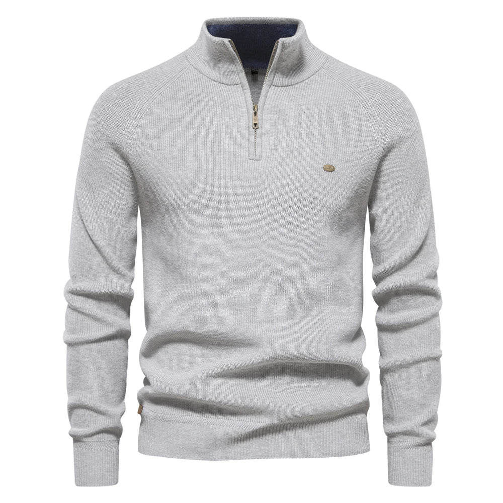 Casual herrecardigan med høj hals og lynlås