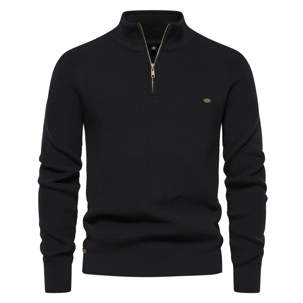 Casual herrecardigan med høj hals og lynlås