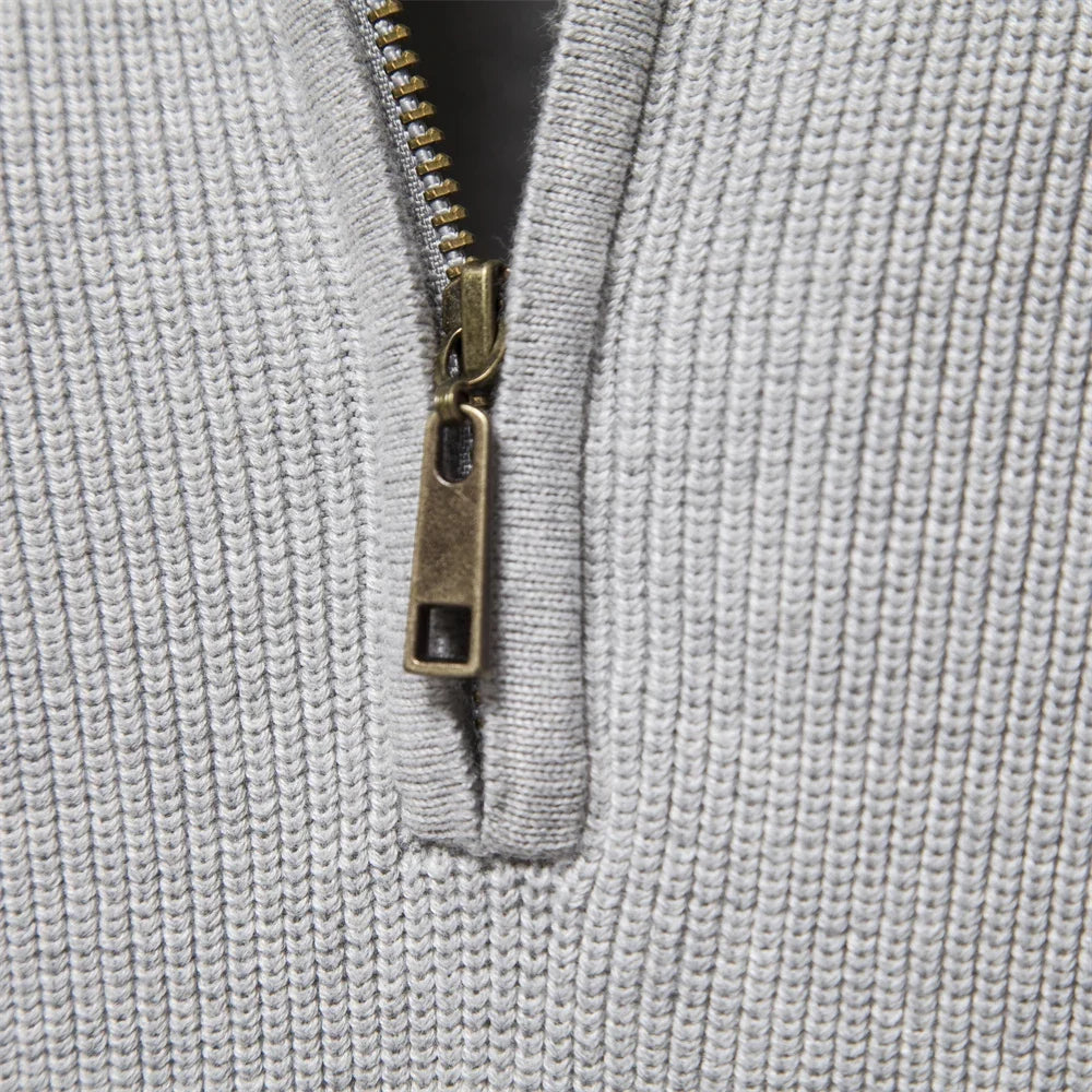 Casual herrecardigan med høj hals og lynlås