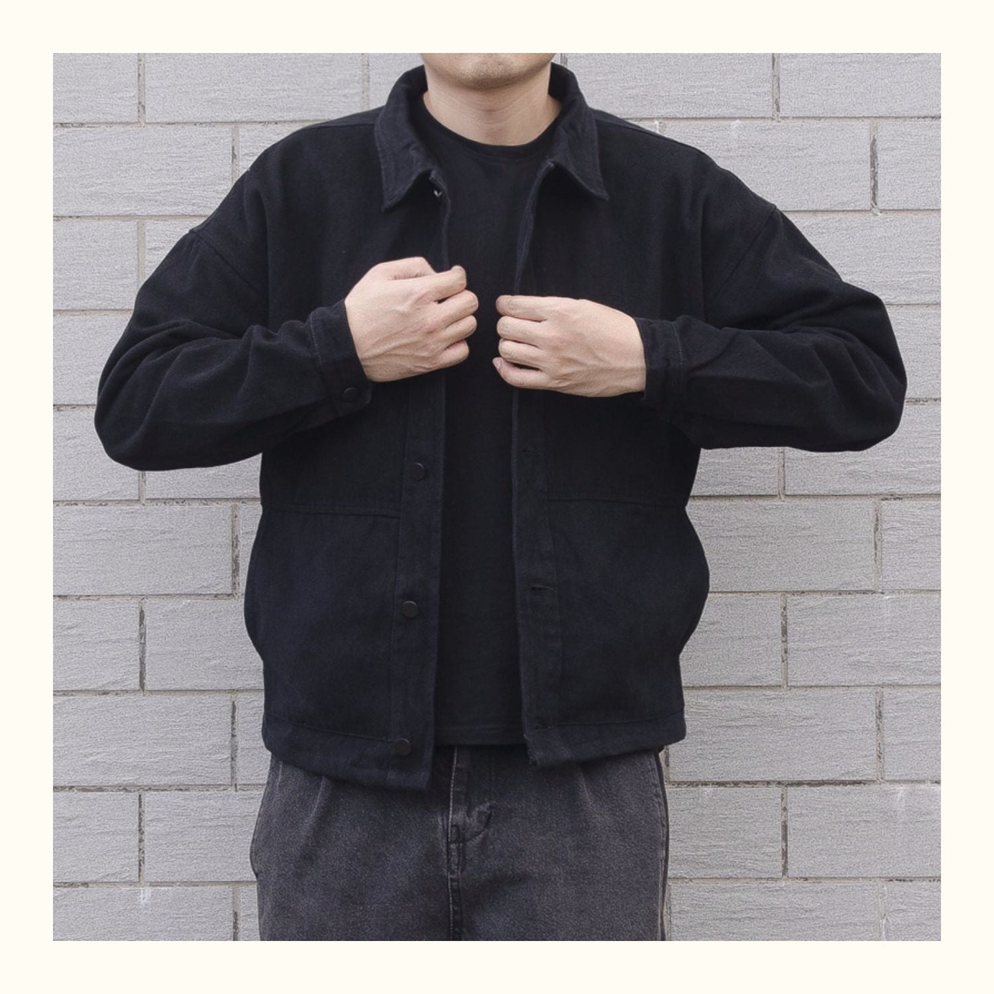 Oversized casual herrejakke med knapper