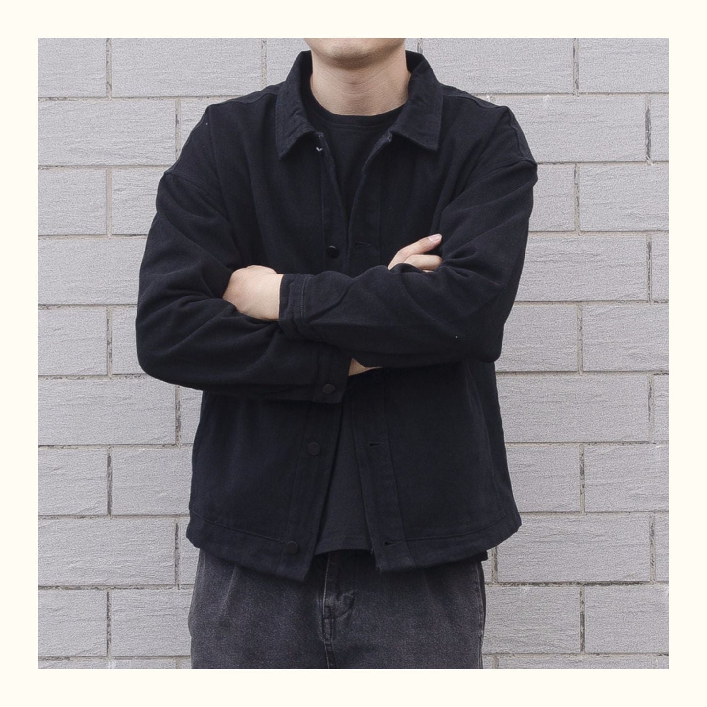 Oversized casual herrejakke med knapper