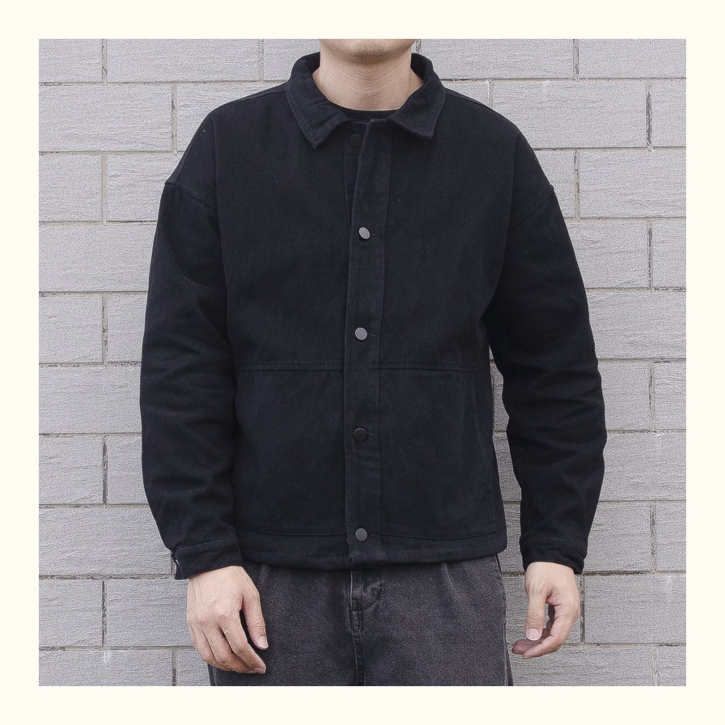 Oversized casual herrejakke med knapper
