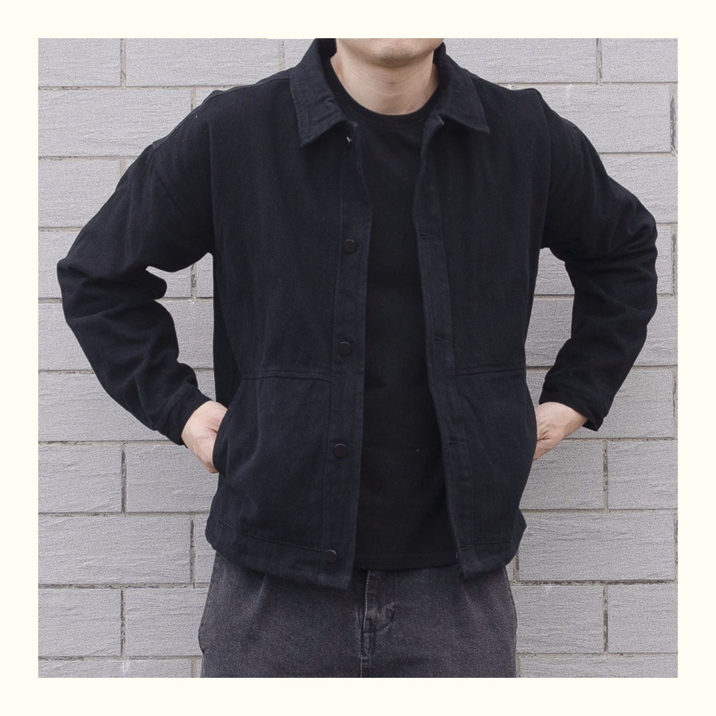 Oversized casual herrejakke med knapper
