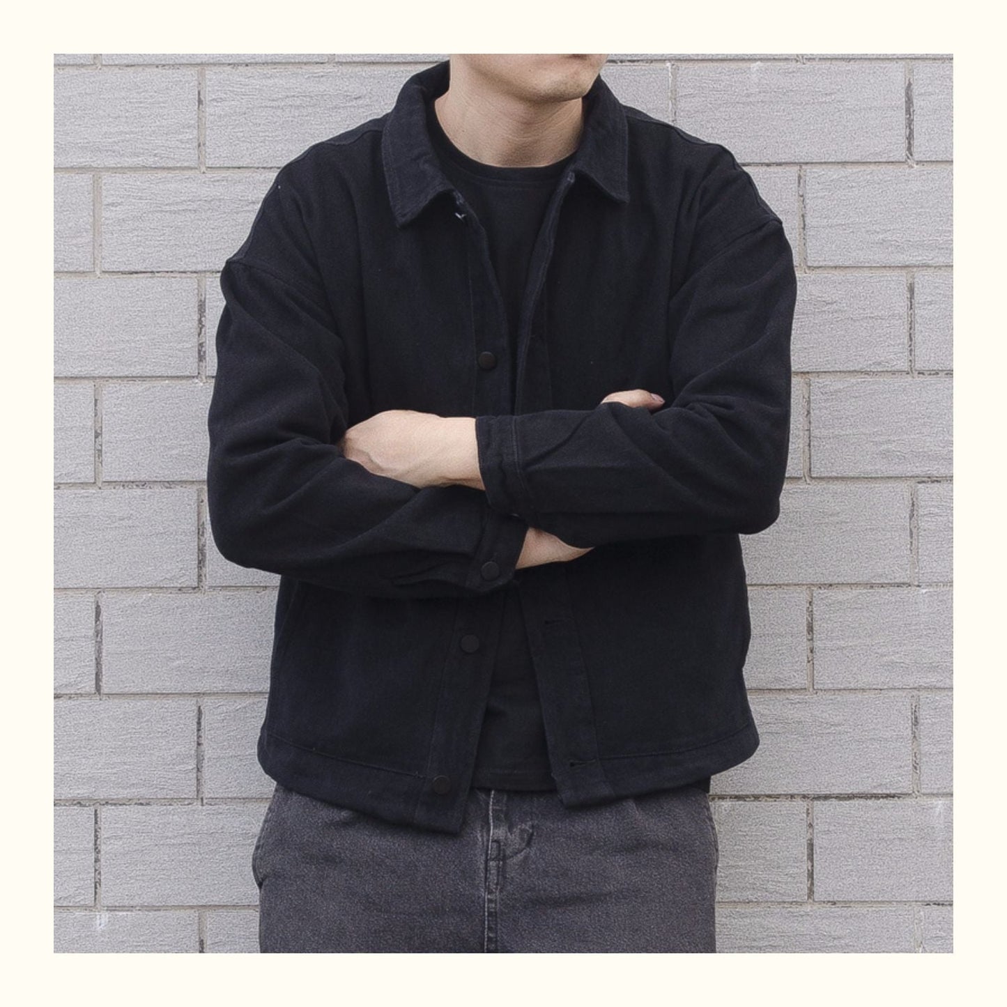 Oversized casual herrejakke med knapper