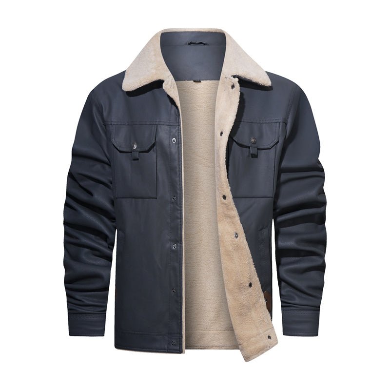 Casual herrejakke med sherpakrave