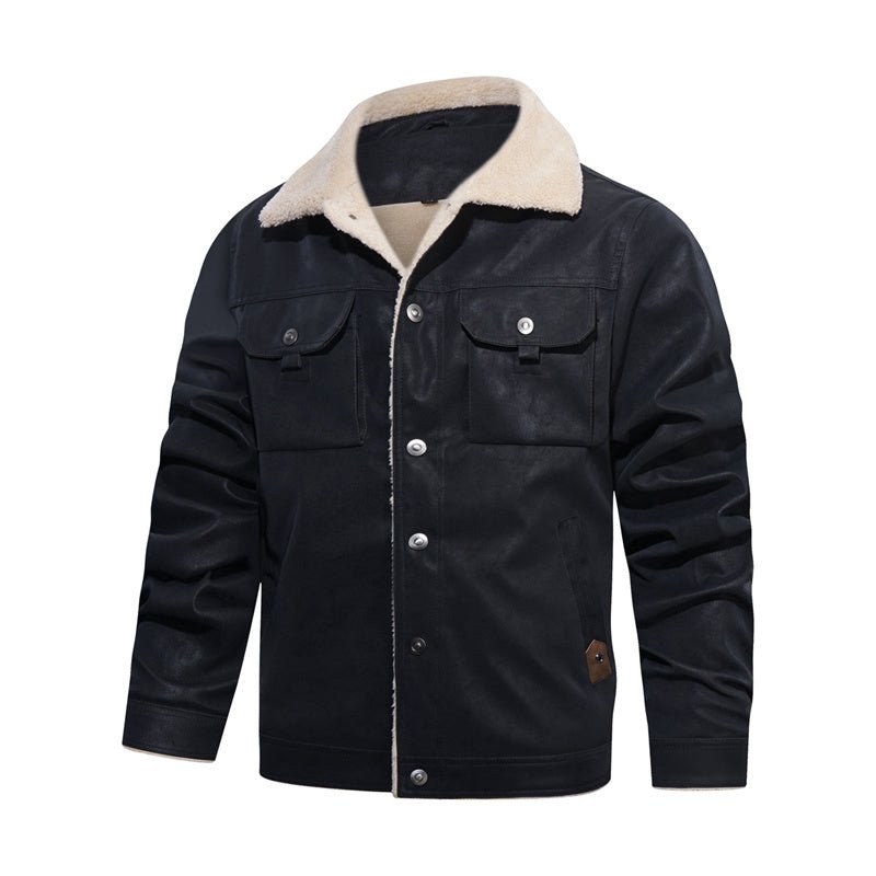 Casual herrejakke med sherpakrave