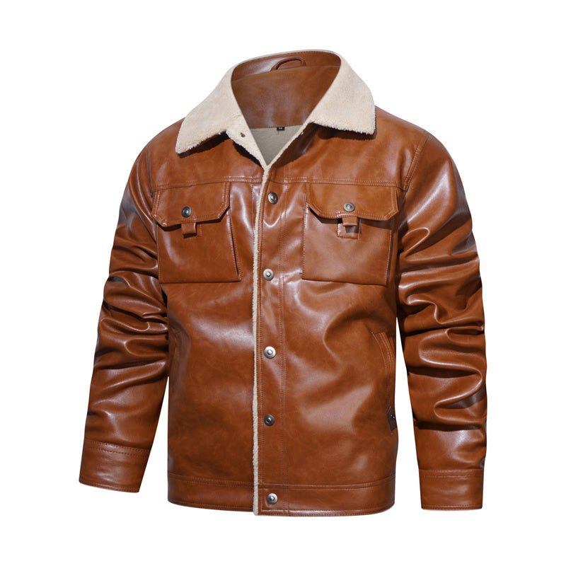 Casual herrejakke med sherpakrave
