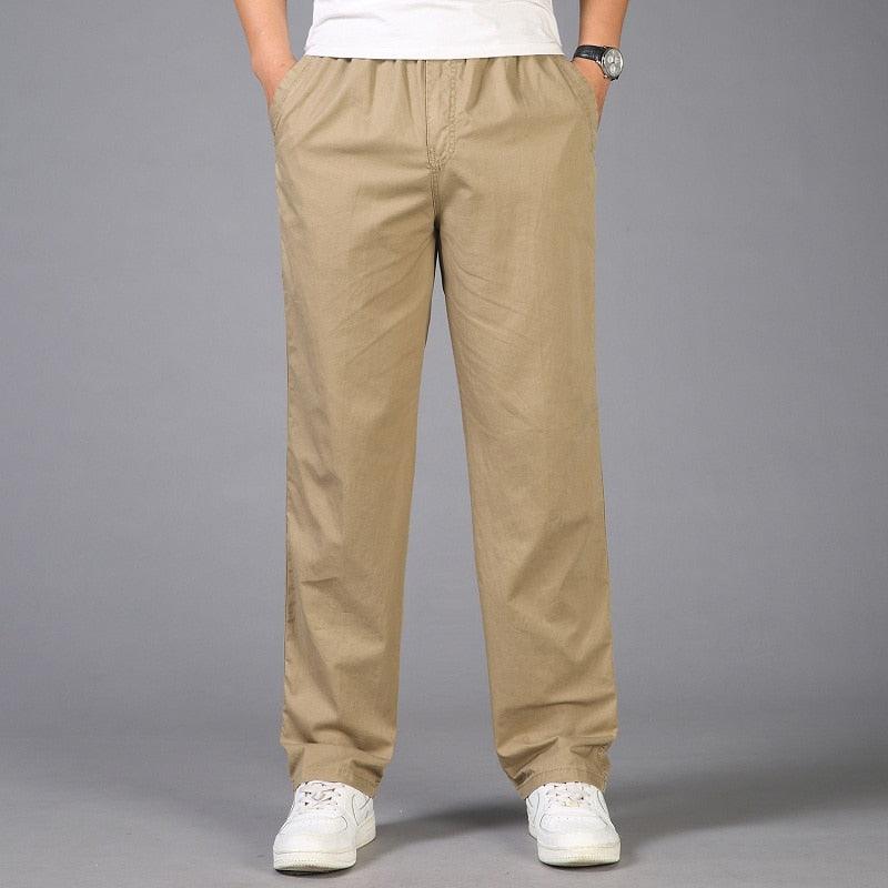 Casual pull-on-herrebukser i relaxed fit