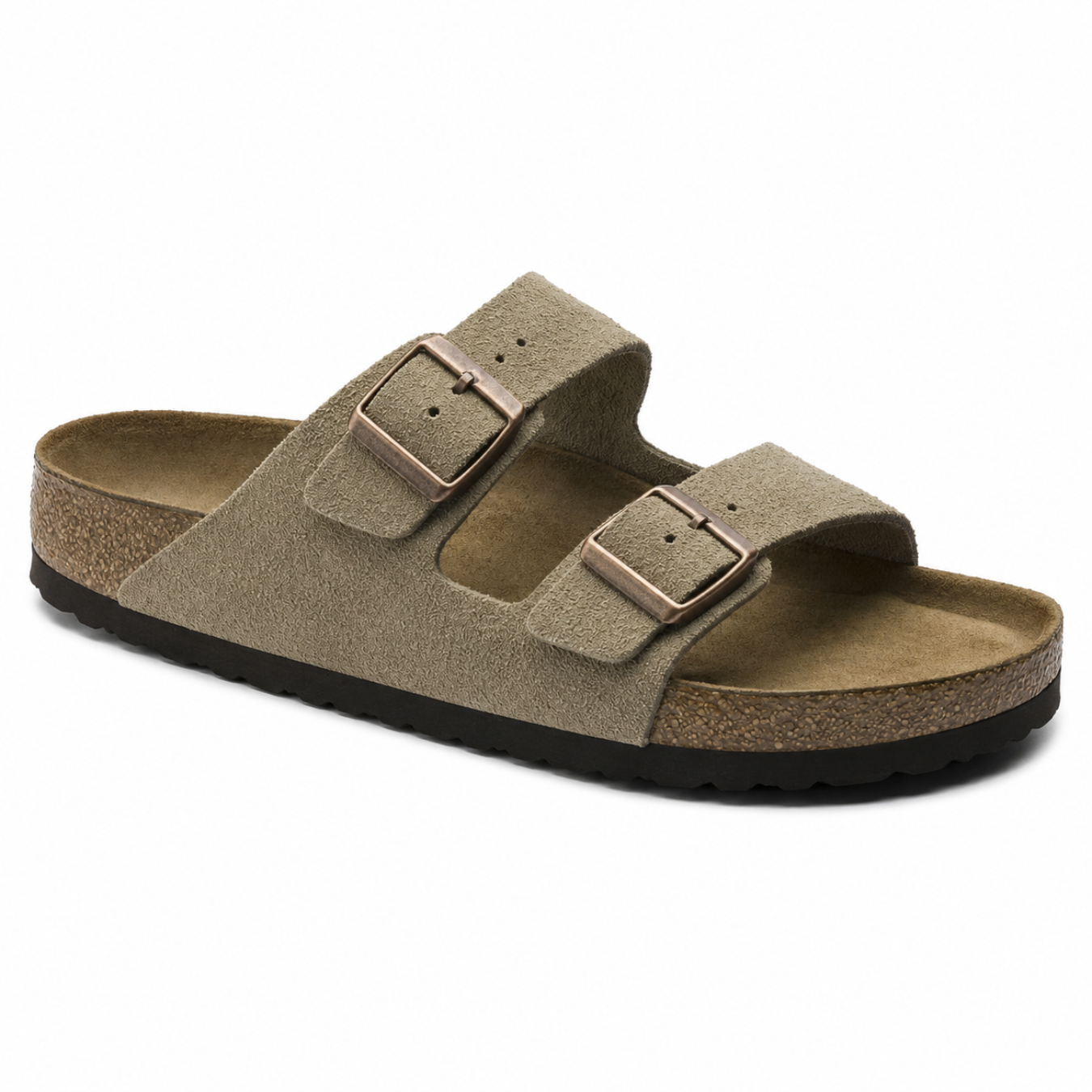 Casual sandaler i taupe ruskind med blød anatomisk fodseng
