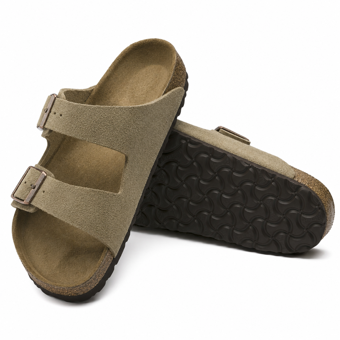 Casual sandaler i taupe ruskind med blød anatomisk fodseng