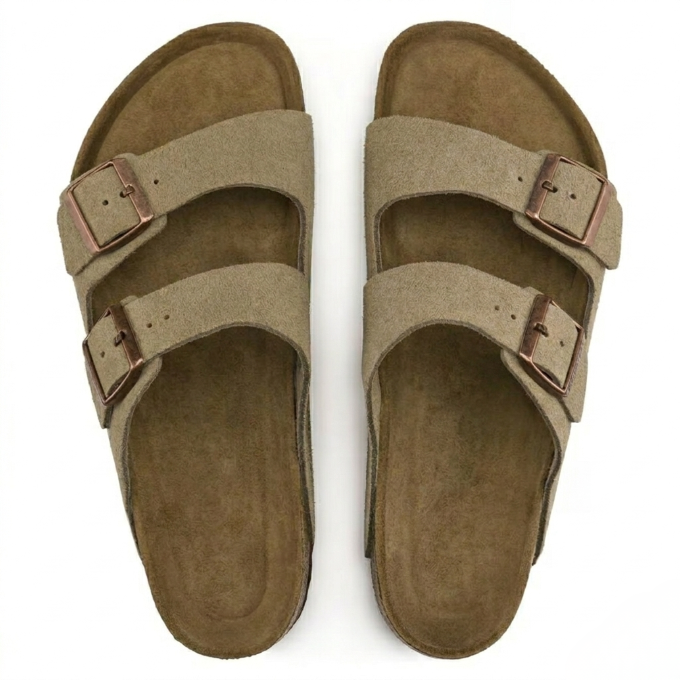 Casual sandaler i taupe ruskind med blød anatomisk fodseng