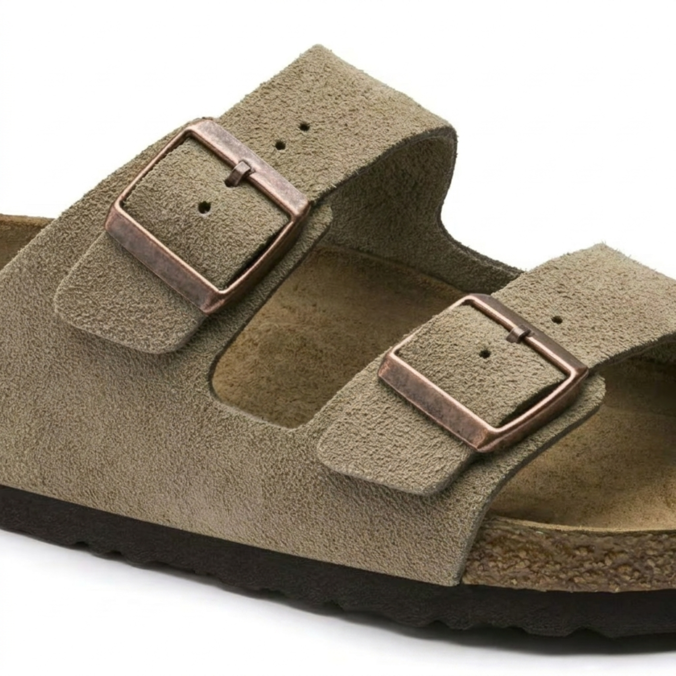 Casual sandaler i taupe ruskind med blød anatomisk fodseng