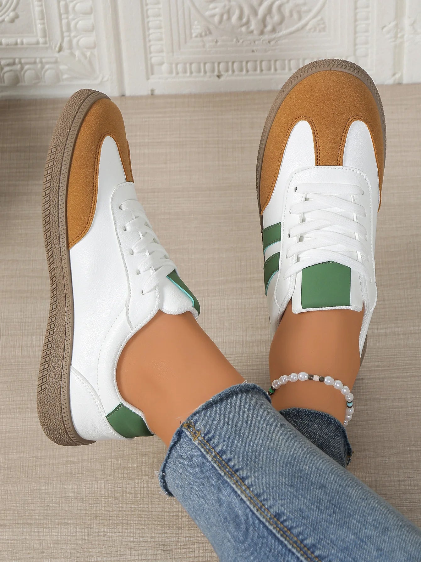 Casual sneakers med snøre til damer
